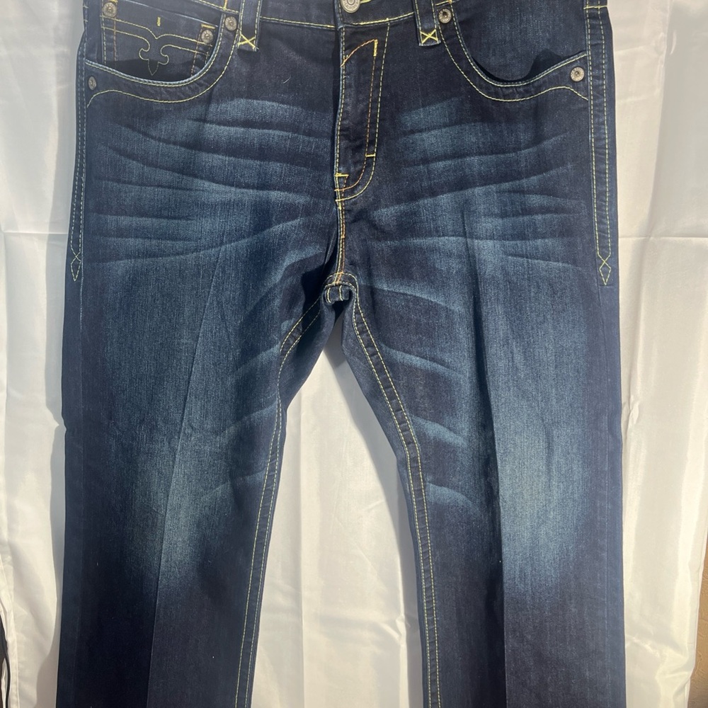 Rock Revival Blane Jeans Sz 40 Heavy Stitch Bootcut Preppy Buttons